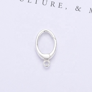 925 Sterling <span class=keywords><strong>Silver</strong></span> tam giác vuông hình bầu dục khóa với vòng lặp dưới vòng bảo lãnh mùa xuân Mặt dây chuyền vòng cổ Clasp cho đồ trang sức làm - Product Image 3