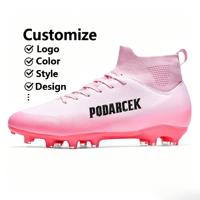 Chaussures de football en cuir à crampons courts personnalisables par le fournisseur, construction flexible, respirantes