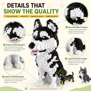 CAYI Nuevo Set de Bloques de Construcción Mini para Mascotas, Serie Perros y Gatos: Bulldog, Schnauzer, Tabby, Shiba Inu, Husky, Bloques <span class=keywords><strong>Micro</strong></span>, Modelo Animal, Juguete de Bloques - Product Image 4