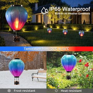 Lanterna Solare a Forma di Mongolfiera con Fiamma Tremolante, Luci Sospese Impermeabili per Esterni, Decorazione Unica per Alberi, Giardino, Patio e Cortile - Product Image 3