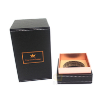 Boîte cadeau de luxe en carton noir personnalisée avec logo, pour une seule bouteille de parfum en cuir – Fabrication usine