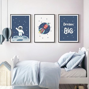 Peinture sur toile de dessin animé Planet Rocket Explore, affiches et images imprimées, décoration de <span class=keywords><strong>chambre</strong></span> d'enfant - Product Image 2