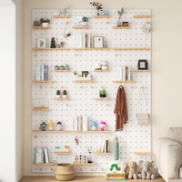 Organisateur mural en bois à crochets, panneau flottant modulaire, étagère de rangement simple et minimaliste pour salon, chambre et chambre d'enfant