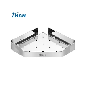 Hot Sale Various Styles Stainless Steel Material Large Capacity Double Layers Bathroom Corner Shelf