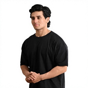 T-shirt pour homme en jersey de coton à coupe ample, col rond, manches courtes, impression graphique de haute qualité et épaules tombantes, streetwear, t-shirt personnalisé - Product Image 3