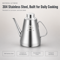 Distributeur d'huile en acier inoxydable 304 avec bec verseur bec d'aigle, anti-goutte, large ouverture, finition brossée pour la cuisine