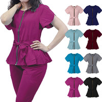 Vente en gros de hauts à manches courtes, pantalons de jogging pour infirmières, uniformes médicaux, tenues d'hôpital, blouses à fermeture éclair, uniformes pour femmes