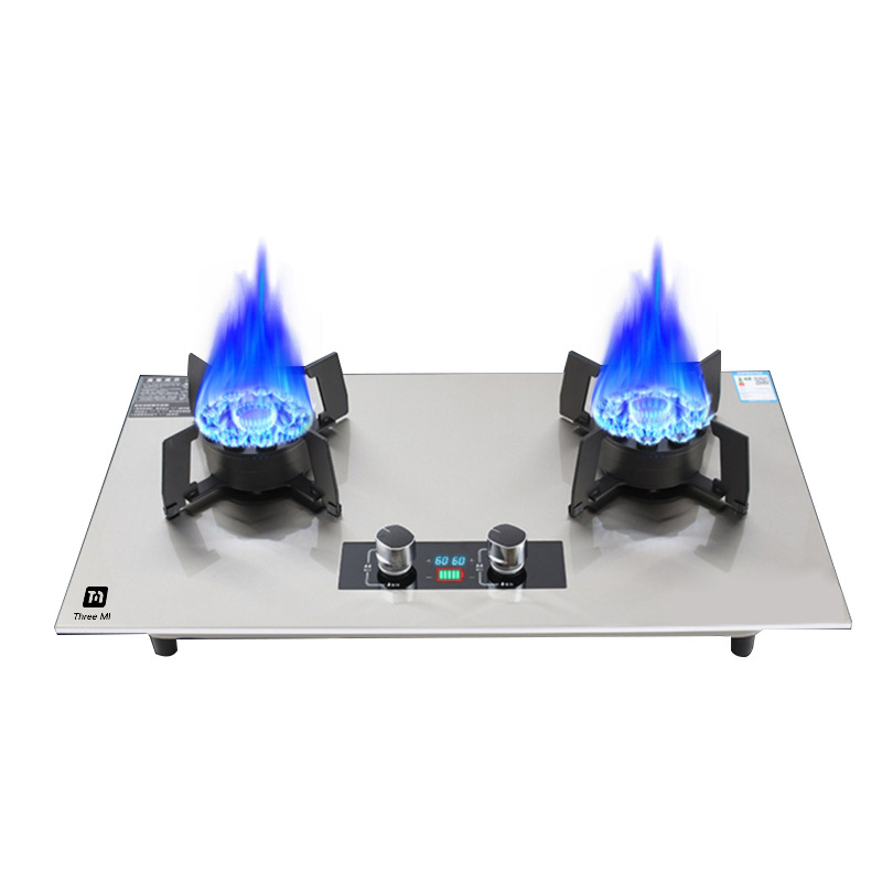 J 2 Burners Hot Sell Kitchen Appliances Timing Stainless Steel Gas Stove Built-in Gas Stove Double Cooktop Cook Wholesale