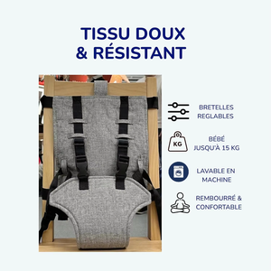 <span class=keywords><strong>Chaise</strong></span> de voyage pour bébé ultra-compacte et sécurisée, pliable, réglable, avec <span class=keywords><strong>harnais</strong></span>, <span class=keywords><strong>chaise</strong></span> haute, rehausseur pour repas, de 6 mois à 3 ans - Product Image 4