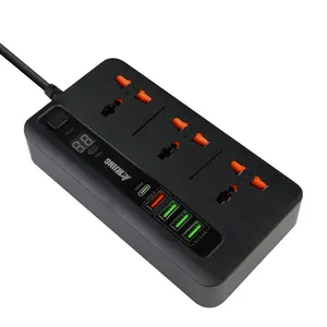 Hot Selling extension socket with timer 20w usb qc 3.0 fast charger 3 outlet 10a 250v universal power strip