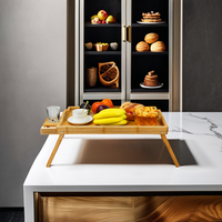Multifunktionaler Klappbarer Lackierter Einzel-Serviertisch aus Bambus als Betttablett für Sofa, Schlafzimmer und Picknick