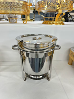 Ensemble chauffe-plats et réchaud à soupe empilable en acier inoxydable, design minimaliste moderne, 7/9L, pour maintien au chaud des aliments