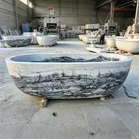 Baignoire en marbre gris haut de gamme, style rétro, en pierre massif sculptée, pour adultes, idéale pour villa et intérieur