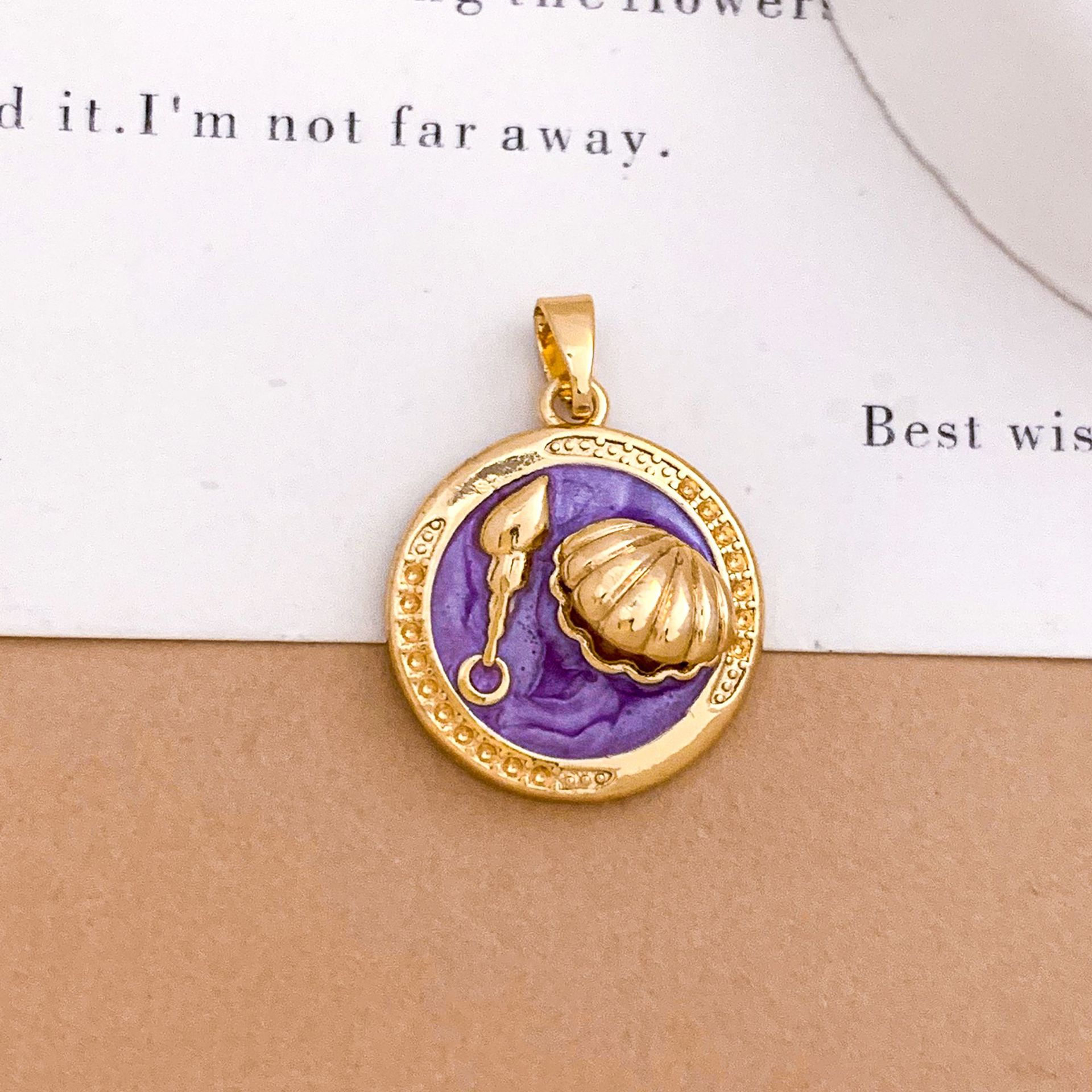Xl4181 shell pendant gold purple