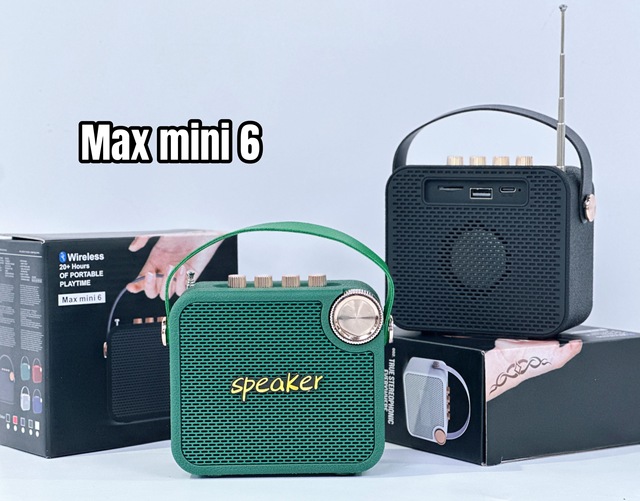 Max Mini 6 Portable Wireless Speaker Retro Bluetooth Speaker with FM Radio 20H Playtime