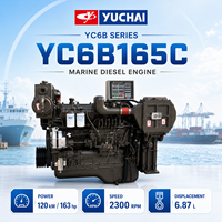 Moteur diesel marin Yuchai YC6B165C 120 kW 163 CV, refroidi par eau, turbocompressé, 2300 tr/min, pour bateau de pêche, navire de transport de marchandises et de passagers