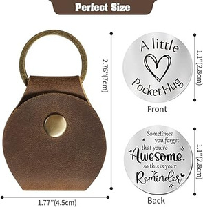 Pocket Hug Token Gifts Keychain Long Distance Relationship Keepsake Stainless Steel Double Sided Inspirational Gift - Product Image 2