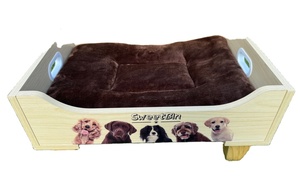 Lit pour chien rond en bois personnalisable, canapé-lit indestructible avec housse amovible et lavable, design portable, emballé en boîte, toutes saisons - Product Image 2