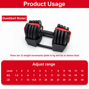 Chất lượng cao 12 cấp độ Trọng lượng có thể điều chỉnh quả tạ + Barbell + kettlebell Set - Product Image 2