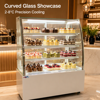 Vitrine réfrigérée pour pâtisserie et gâteaux, refroidissement par ventilateur, affichage LED, réfrigérateur à verre incurvé pour boulangerie