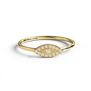 Luxury 18K Gold Plated Gold Eye Round Diamond Pave <b>Ring</b> Minimalist Wedding <b>Stacking</b> Band Jewelry Fine Jewelry Gift for Women - Product Image 1