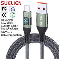 Câble de téléphone portable OEM, écran LED, 60W 3A, câble USB de type C, nylon tressé, 480 Mbps, câble USB-Kabel, câble USB C pour iPhone Sumsung