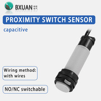 Capteur de proximité capacitif encastré 18 mm, portée de détection 8 mm, NPN NO, 3 fils, DC10-30V, pour détection de position industrielle