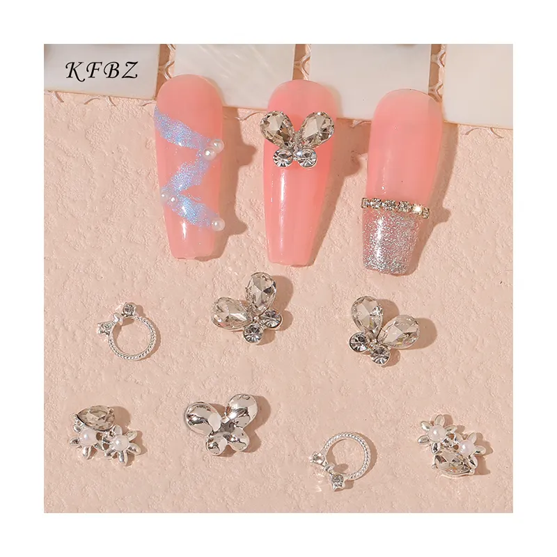 2023 New Glitter Crown Alloy Nail Art With Rhinestone Charms 3d Nail Art Stickers Decoration Arrow Jewelry Designer Nail Charms