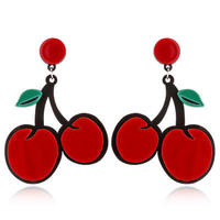 Populaire japonais et coréen mode bijoux avocat aubergine cerise pastèque fraise rose pêche fruits marguerite acrylique boucle d'oreille