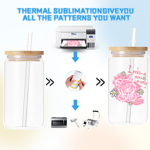 Verres à boire réutilisables en <span class=keywords><strong>verre</strong></span> transparent de 16 oz pour canettes de bière et café glacé, <span class=keywords><strong>avec</strong></span> couvercles en bambou et pailles pour la bière - Product Image 6