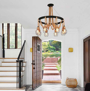 Suspension Lampe Industrielle Vintage Mariages Corde De Chanvre Suspendue Lustre Plante Moderne - Product Image 6