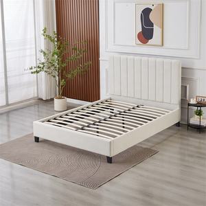 <span class=keywords><strong>Cama</strong></span> Doble Moderna Blanca con Almacenamiento, Muebles de Dormitorio, Cabecera de Madera Suave, Estructura de <span class=keywords><strong>Cama</strong></span> con Tela de Lino - Product Image 6