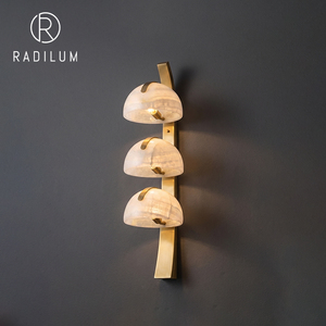Alabaster Brass LED <b>Wall</b> <b>Sconce</b> Modern Retro Nordic Luxury Living Room Bedroom Lamp - Product Image 1