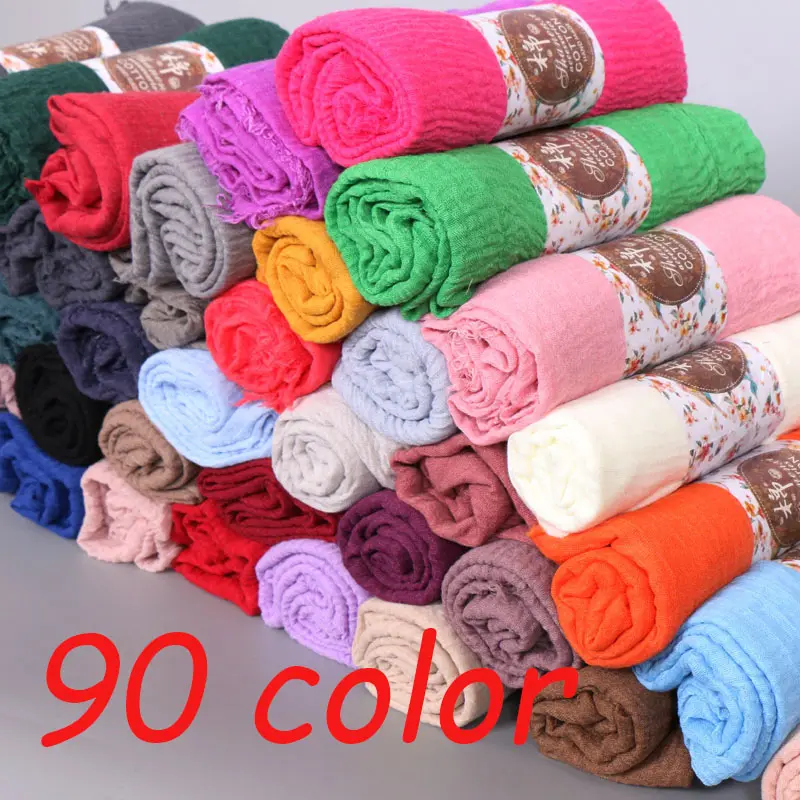 87 colori di grande formato sciarpa pelle di pianura musulmano piega hijab del cotone per le donne