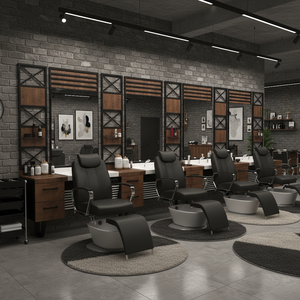Muebles de madera auténtica modernos de lujo, silla de pedicura de Metal duradera con estilo, espejo de salón para Taller de barbería - Product Image 2