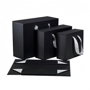 Boîte cadeau rigide pliable personnalisée, structure enveloppe, emballage en carton avec poignée en ruban pour utilisation en vente au détail - Product Image 2