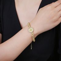 Bijoux en vrac mode simple 14k couleur or fleur vierge marie rose bracelet incrusté pour les femmes vente en gros