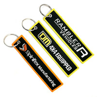Vendor Tag Pergelangan Tangan Gantungan Kunci Kain Bordir Bunga Hitam Kustom Kait Logam Pink Wrist Woven Keychain
