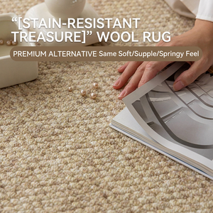 Alfombra de Lana de Color Sólido Estilo Wabi-Sabi, Tejida a Mano, Antideslizante, de Pelo Medio, para Dormitorio o Sala de Estar, de Alta Gama, para Áreas Grandes, Resistente a la Suciedad - Product Image 5