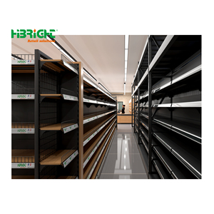 <b>Metal</b> Supermarket Shelves Retail Display Rack Gondola Shelving Double Sided Store Fixture for Grocery Store - Product Image 1