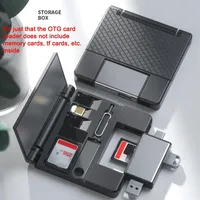 Pembaca Kartu Multifungsi 7-in-1 Kotak Penyimpanan Kartu SD TF Adaptor OTG USB2.0 Adaptor Tipe-C Dengan Kotak Penyimpanan Kartu