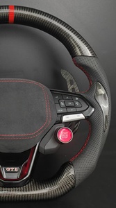 <span class=keywords><strong>Volant</strong></span> de voiture en cuir et fibre de carbone véritable personnalisé pour VW Golf 8 GTI MK8 avec palettes de changement de vitesse à rayures et bouton de démarrage - Product Image 6