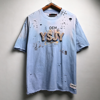 T-shirt Homme Personnalisé Effet Usé et Déchiré Imprimé 100% Coton Délavé à l'Acide Style Vintage Grammage Lourd Streetwear