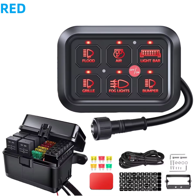 6 Gang RGB On-off Control Touch Pad Switch Panel IP68 Rated 24V 60A for Cars & Marine