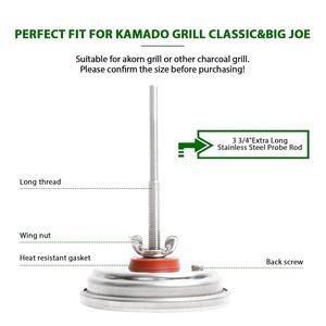 KAMaster <span class=keywords><strong>Kamado</strong></span> Charcoal Grill - Jauge de température et thermomètre étanche en acier inoxydable, plage 150-900°F, accessoire de cuisson pour barbecue - Product Image 3