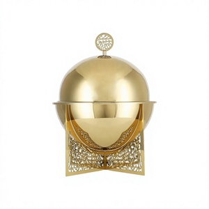 Calentador de Alimentos de Acero Inoxidable con Acabado Dorado, Cazuela Hecha a Mano de Primera Calidad, Olla Metálica Clásica y Elegante - Product Image 1