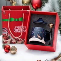 Tasse à café en céramique avec couvercle et cuillère, mug créatif en relief, coffret cadeau, cadeau transfrontalier de grande valeur