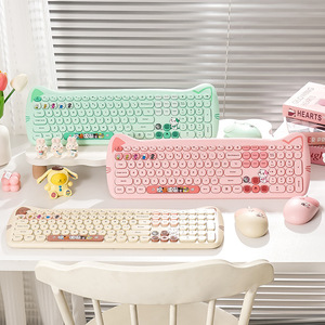 Mofii Cute Cat Plus Wireless <b>Keyboard</b> Mouse Set Pink Cartoon Design For Home Office Use - Product Image 2
