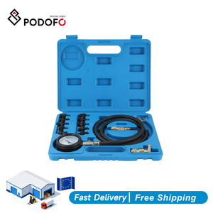 ชุดทดสอบแรงดันน้ำมัน Podofo 0-140PSI เครื่องมือวัดแรงดันน้ำมันแบบมืออาชีพสำหรับการทดสอบวินิจฉัยน้ำมันเครื่องยนต์ ชุดเครื่องมือซ่อมรถยนต์ - Product Image 1