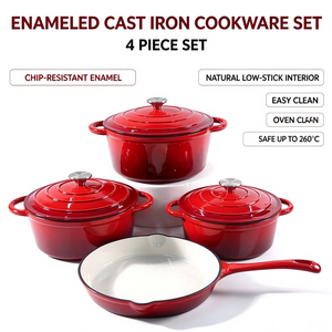 Set di Pentole in Ghisa Smaltata 7 Pezzi, Adatte al Forno, Pentole e Padelle per Cucina a Induzione e Gas - Product Image 2
